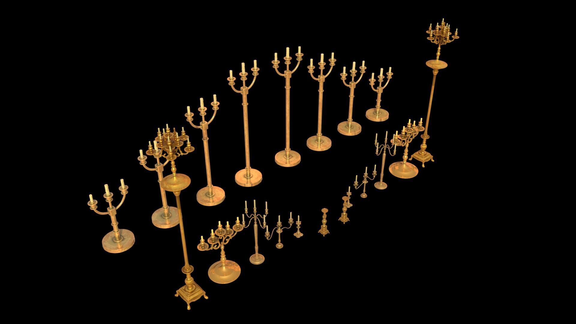 church candle light stand 3D model_3