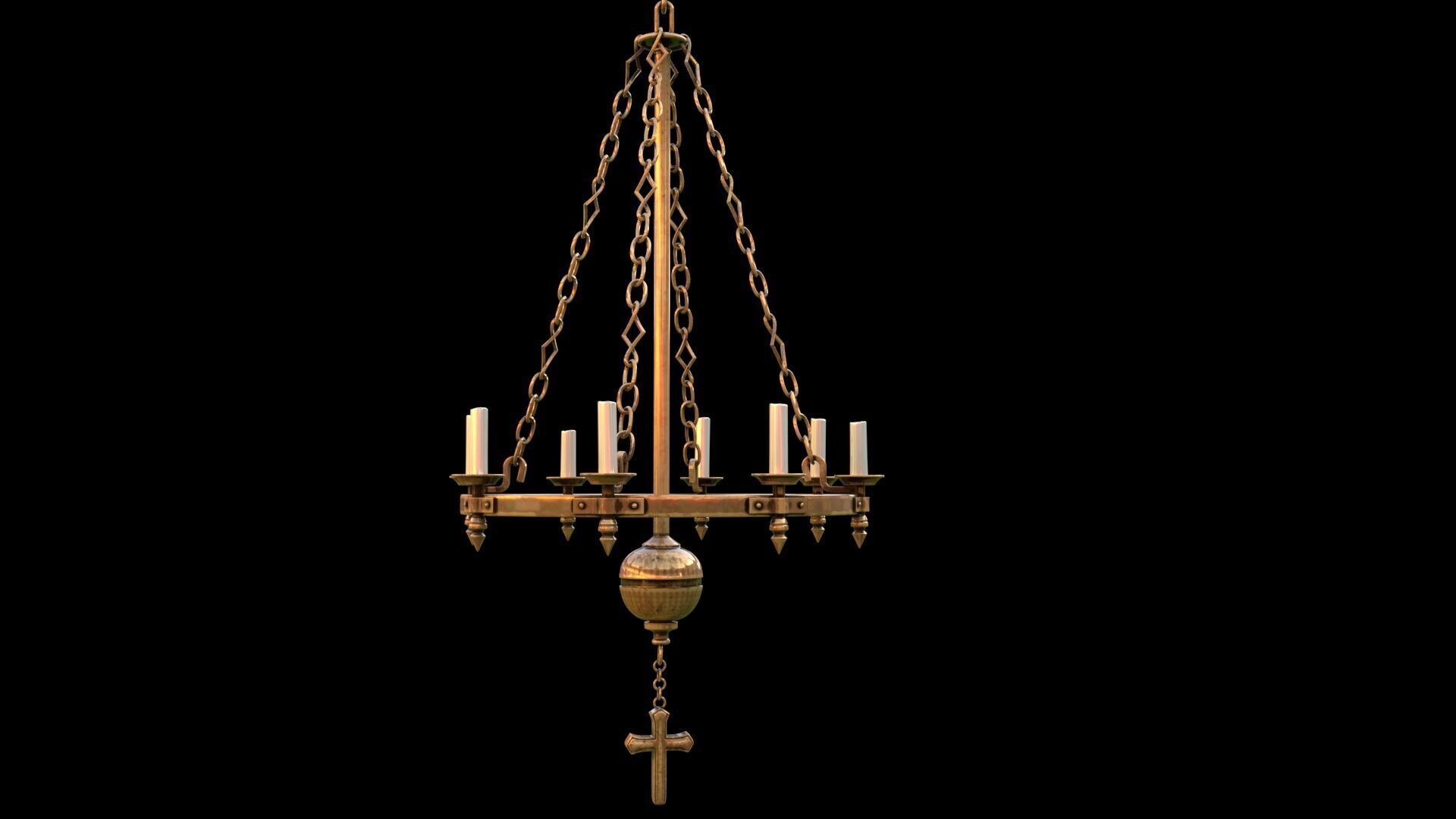 church candle ceiling light2 3D model_1