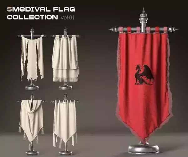 5 Medival Flag COLLECTION Vol 01  