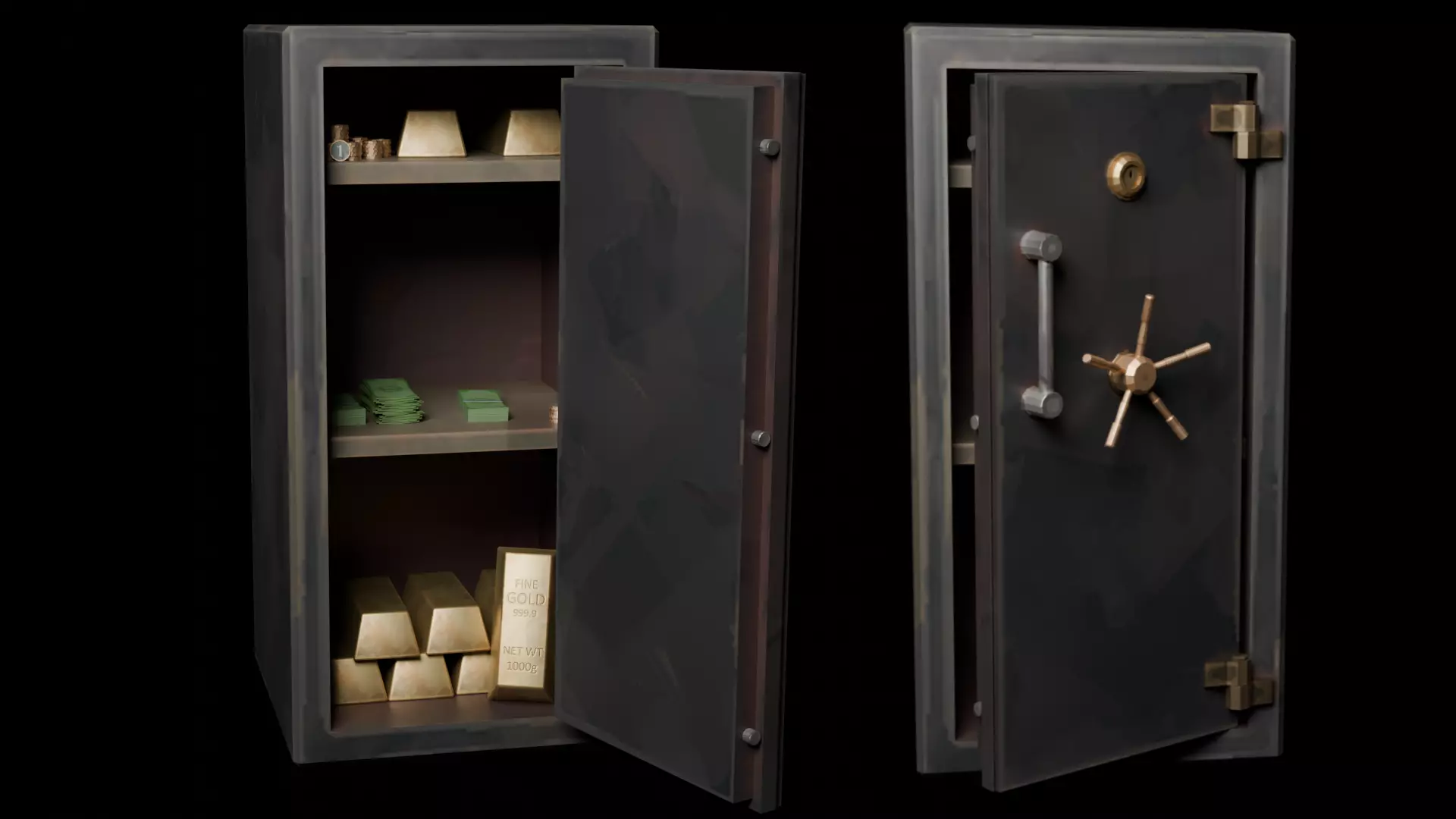Stylized safe Low-poly 3D model