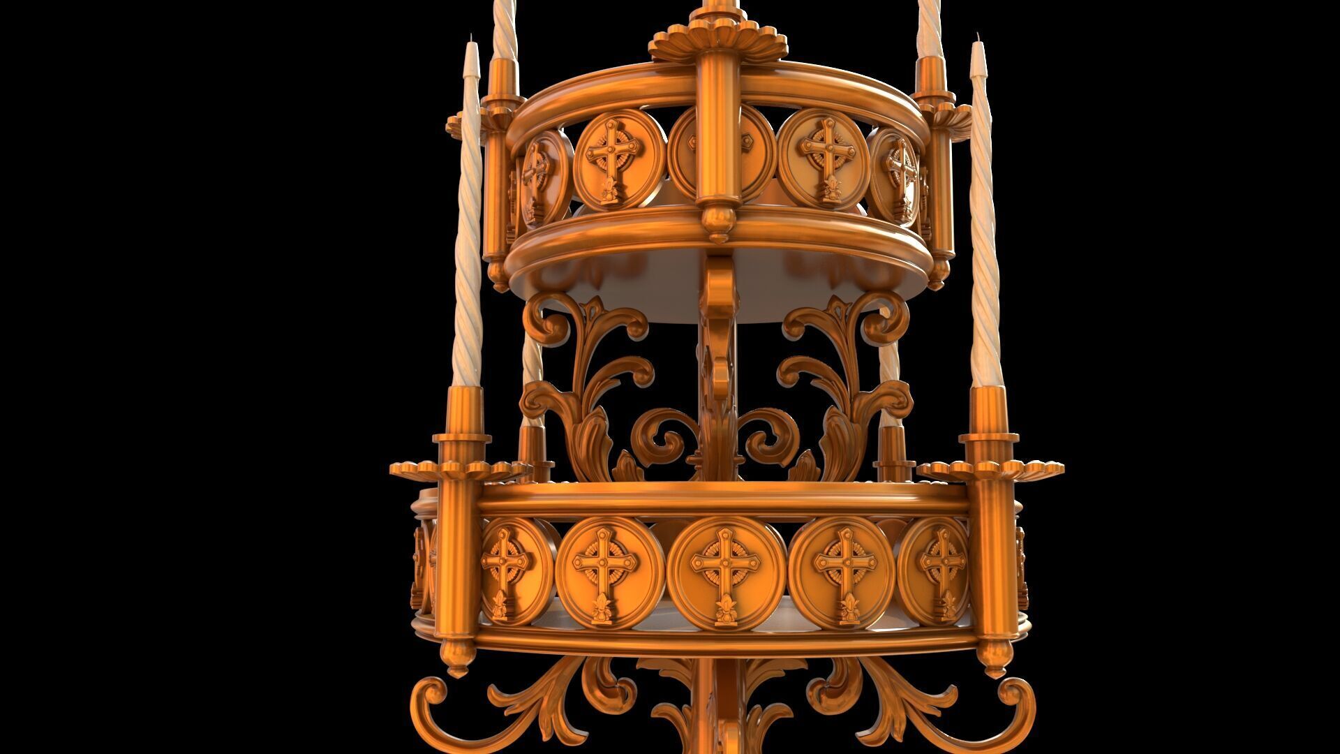 church wall candle light 3D model_2