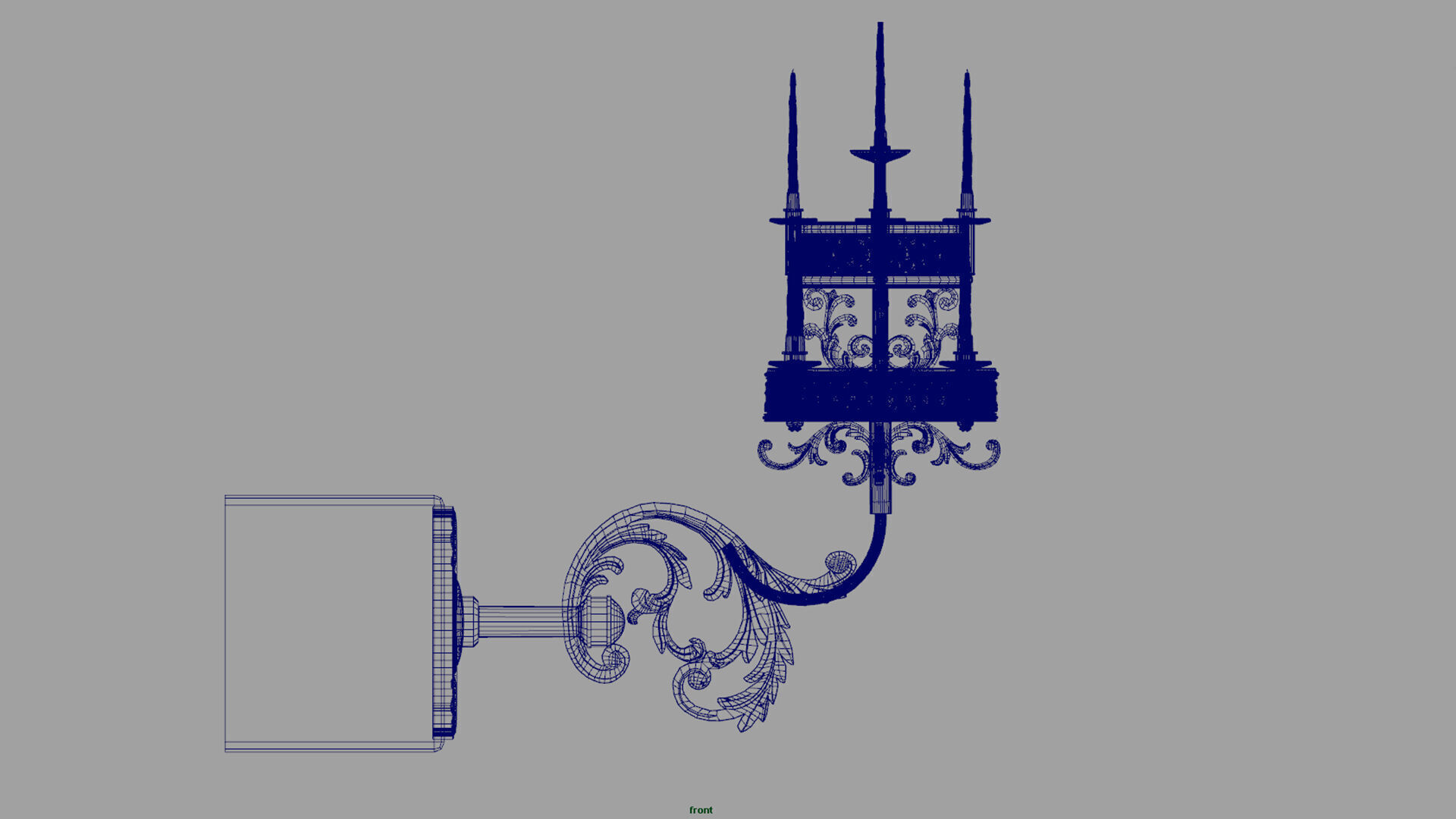 church wall candle light 3D model_6