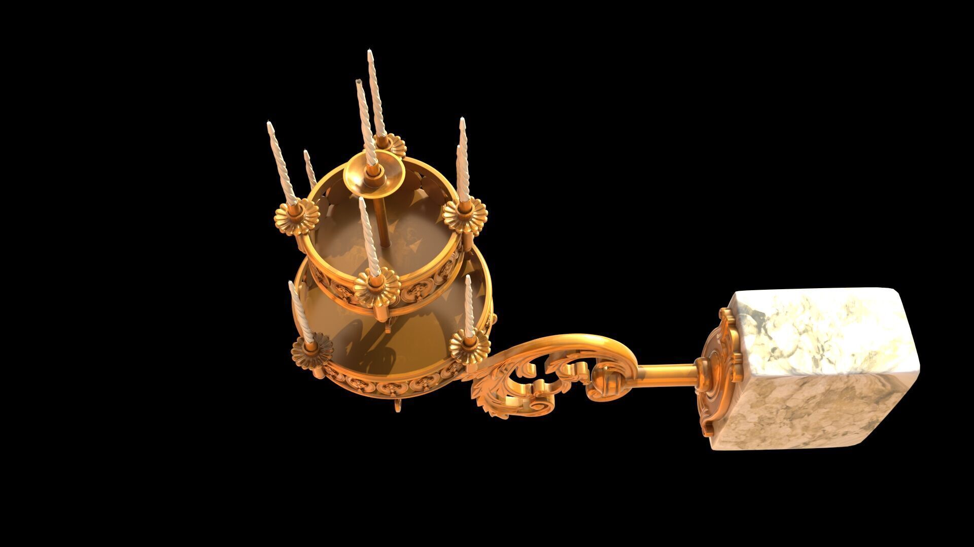 church wall candle light 3D model_4