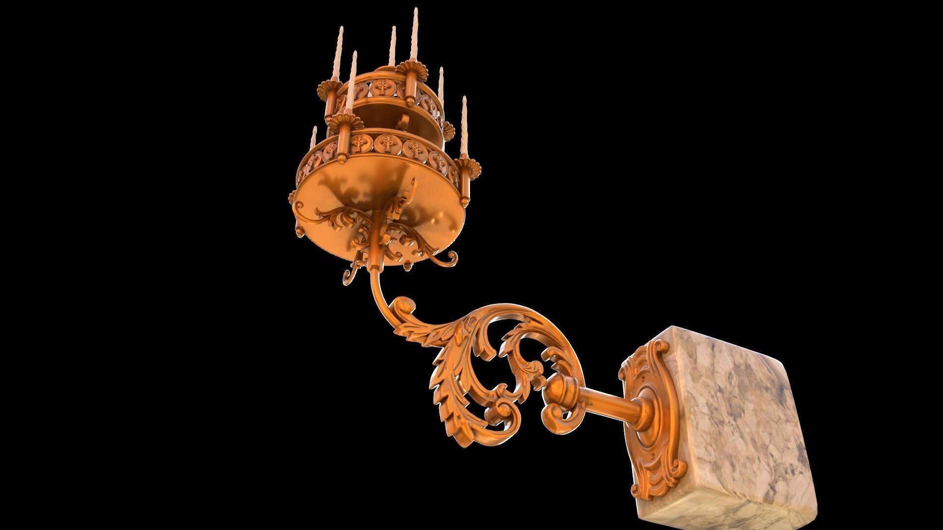 church wall candle light 3D model_5