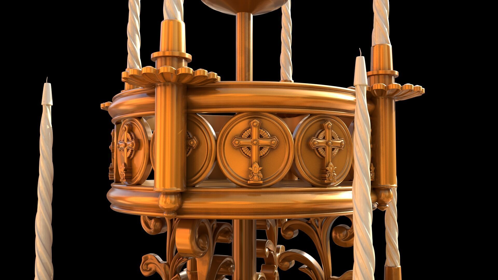 church wall candle light 3D model_3