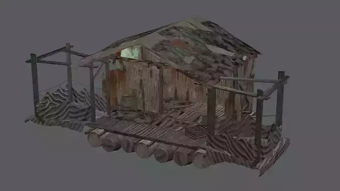 City Slum House A1 Low-Poly 3D Model Low-poly 3D model