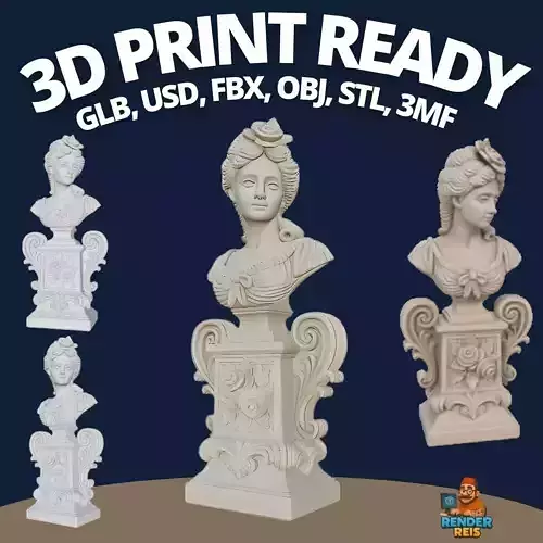 Neoclassical Style Bust 3D Printable Decorative Model