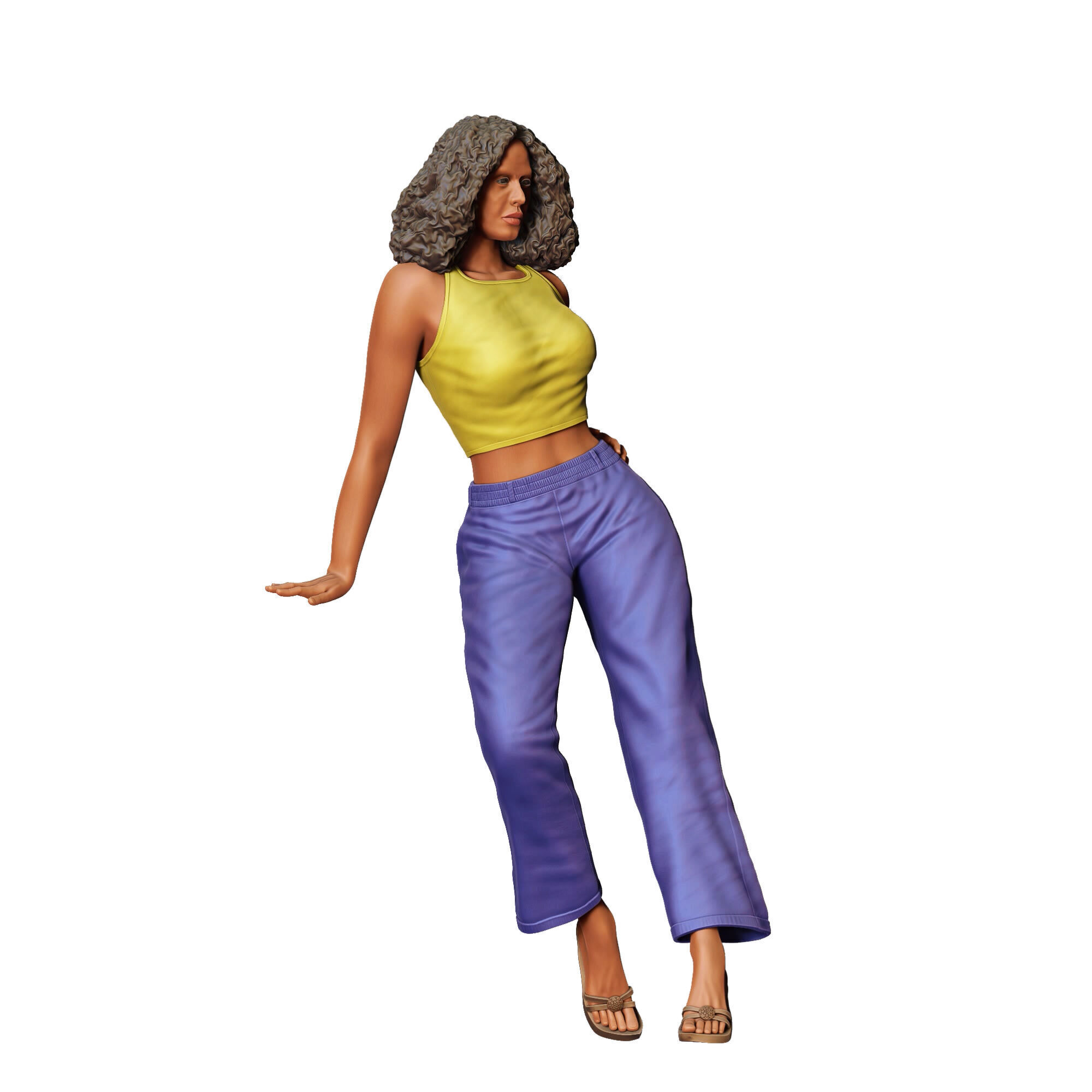 N3 a woman leaning on a car 3D print model_3