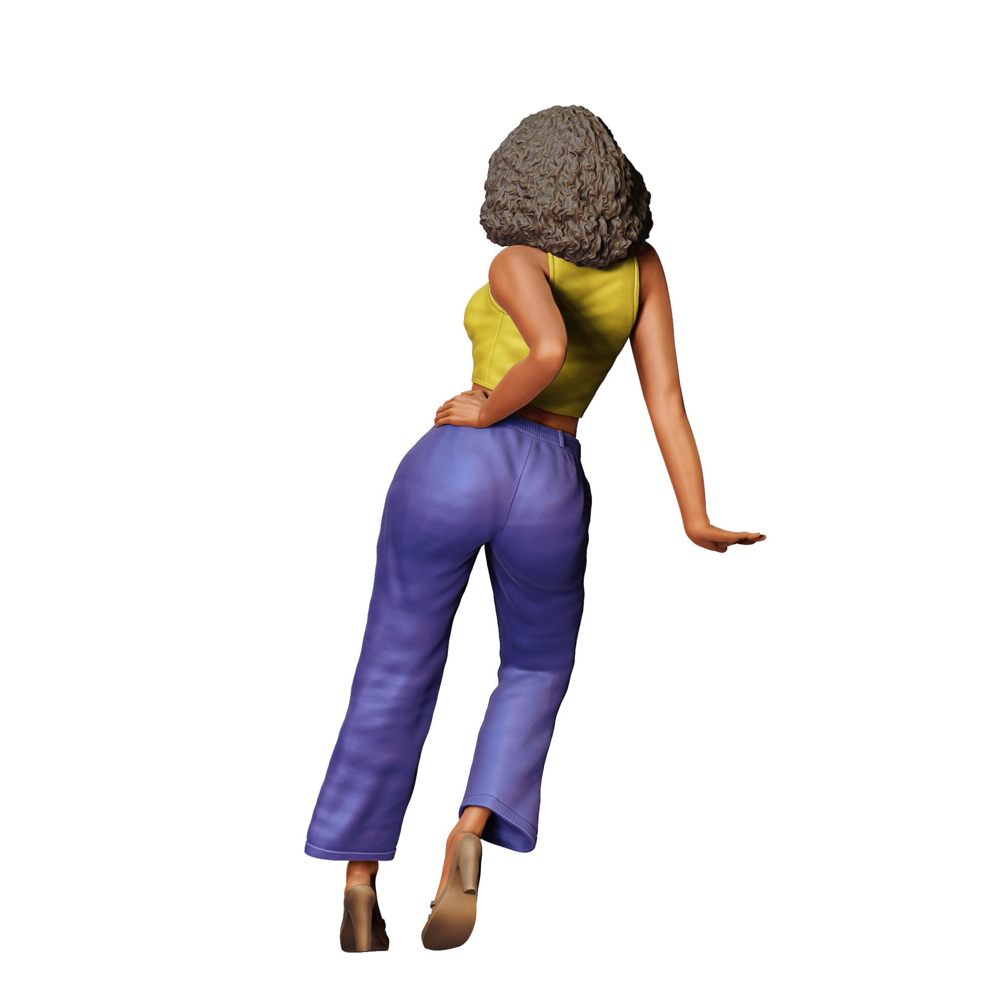 N3 a woman leaning on a car 3D print model_15