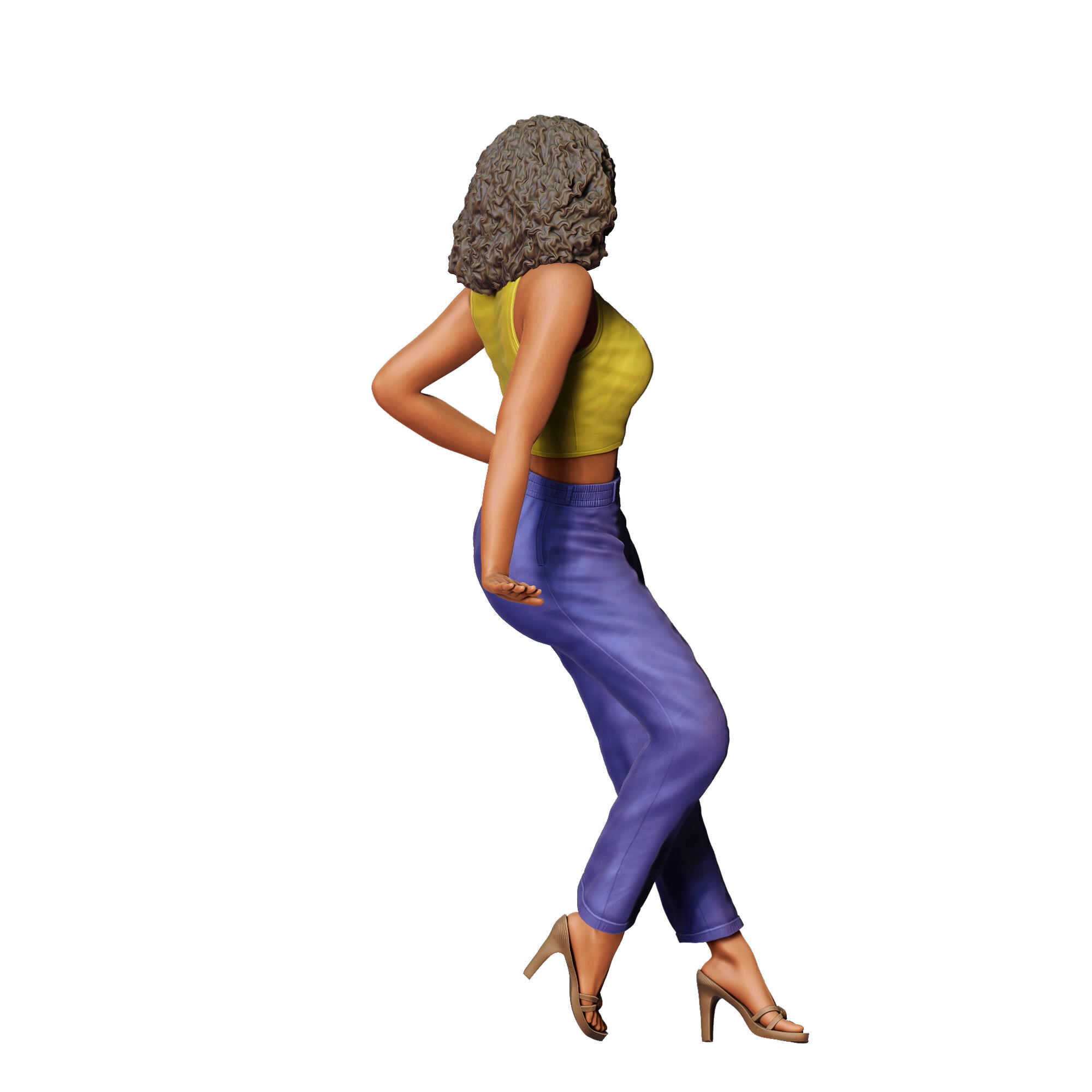 N3 a woman leaning on a car 3D print model_8