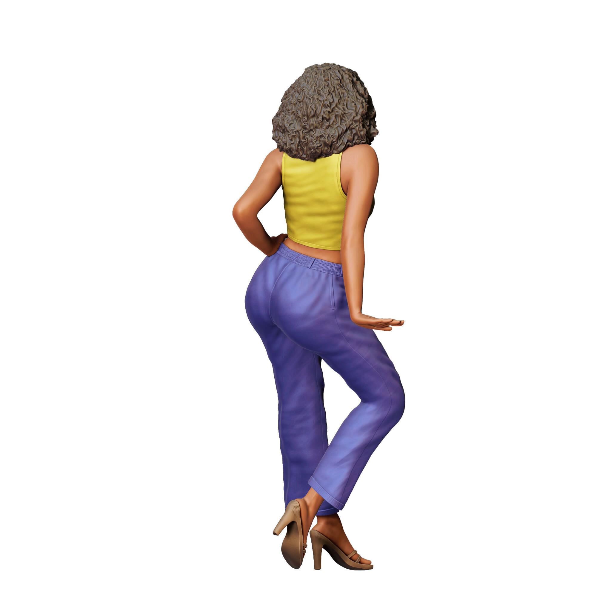 N3 a woman leaning on a car 3D print model_11