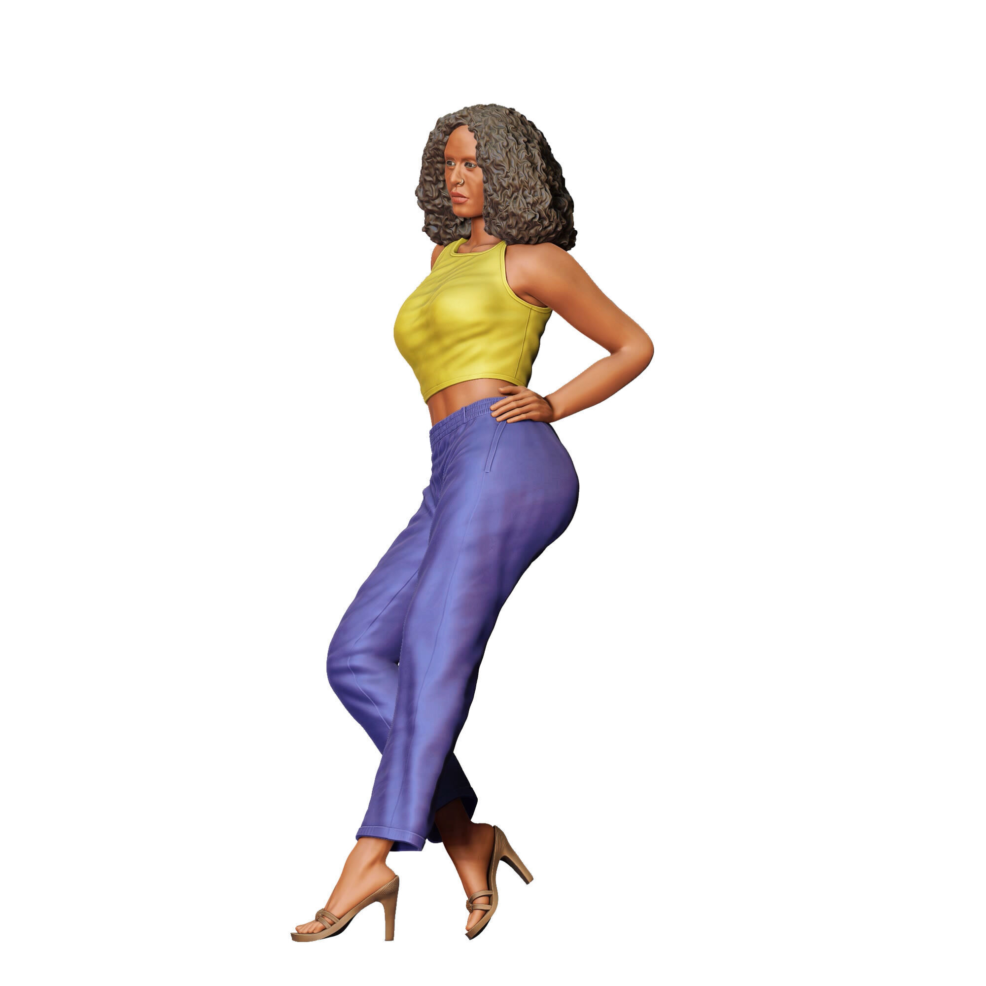 N3 a woman leaning on a car 3D print model_21