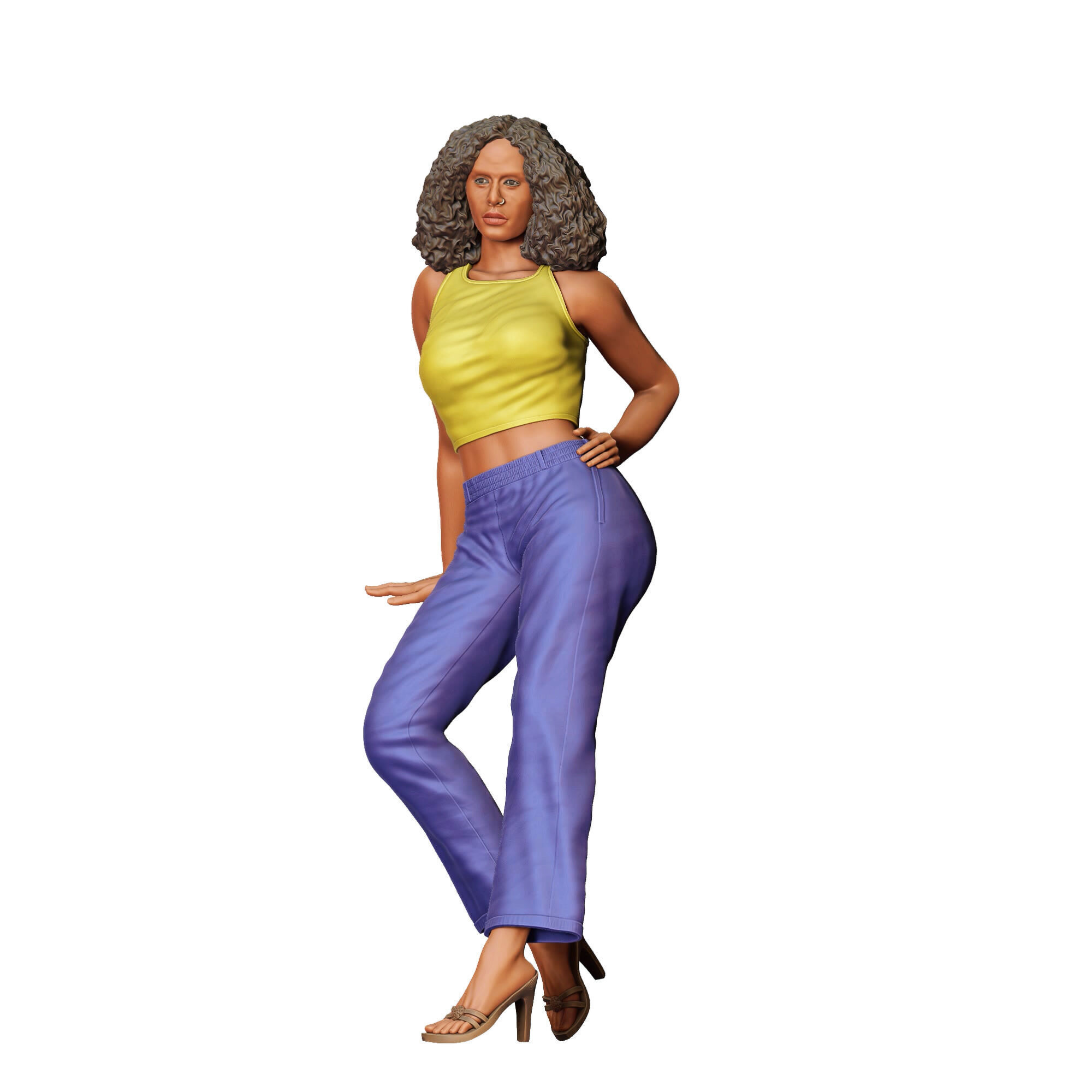 N3 a woman leaning on a car 3D print model_23