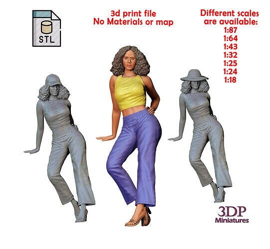 N3 a woman leaning on a car 3D print model