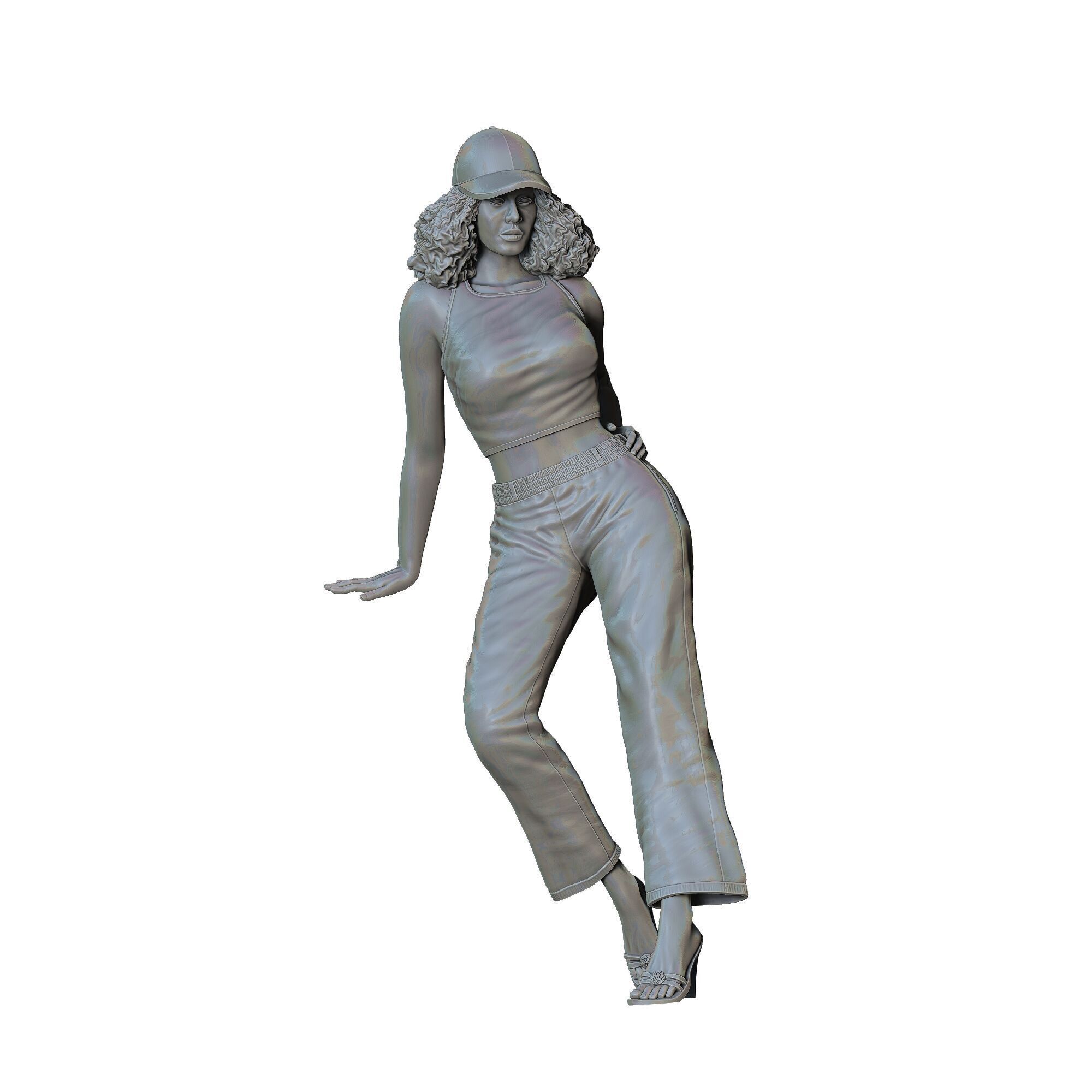N3 a woman leaning on a car 3D print model_24