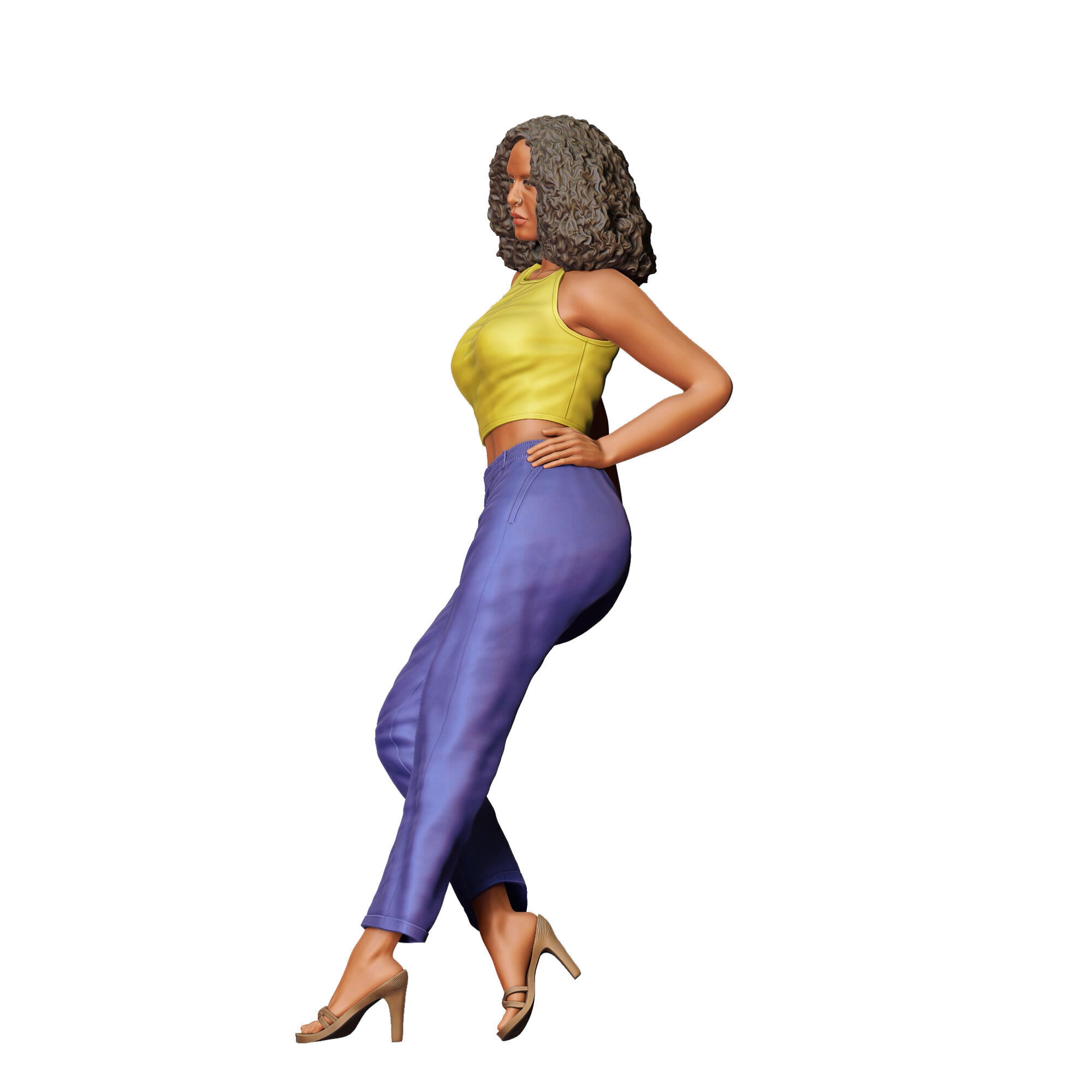 N3 a woman leaning on a car 3D print model_20