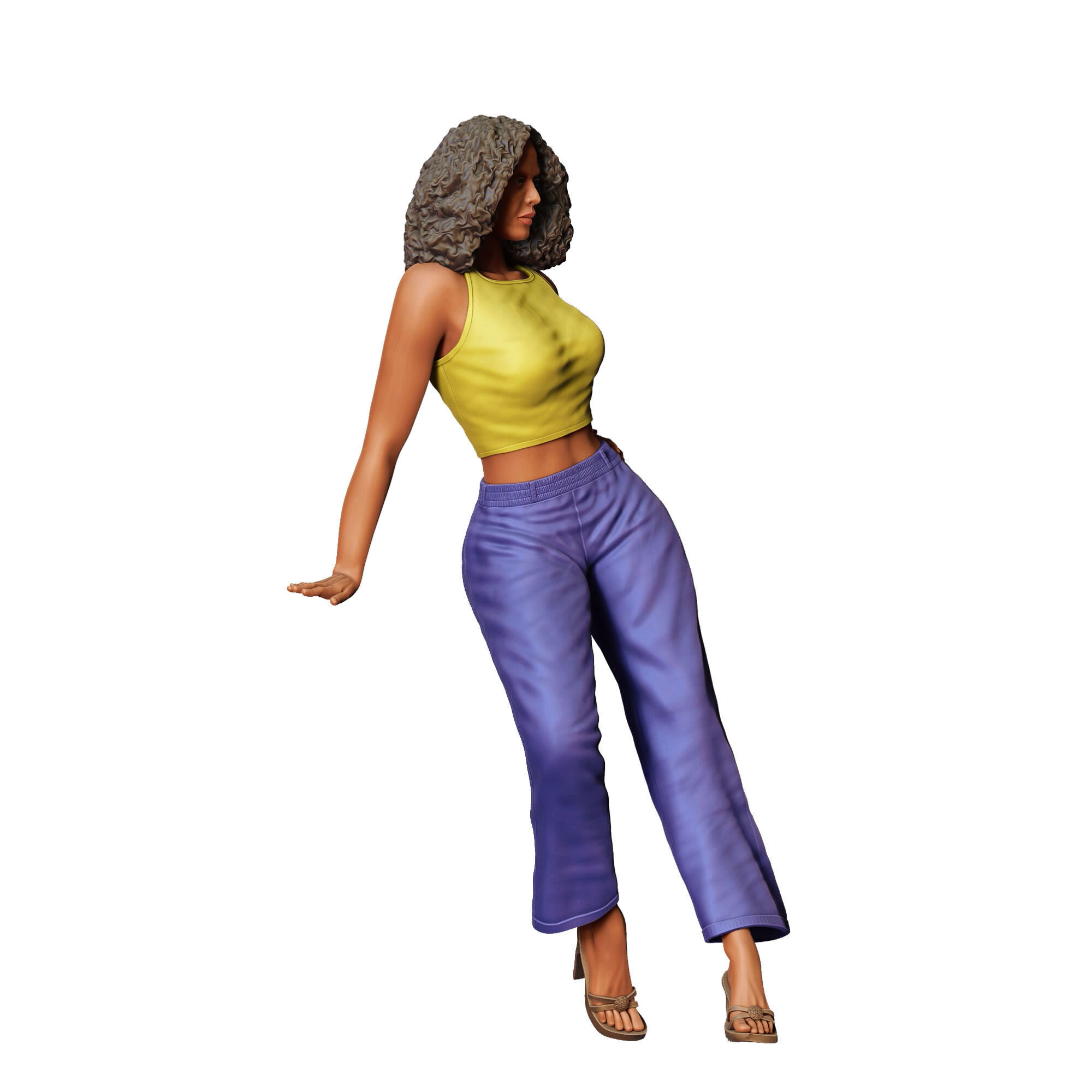 N3 a woman leaning on a car 3D print model_4