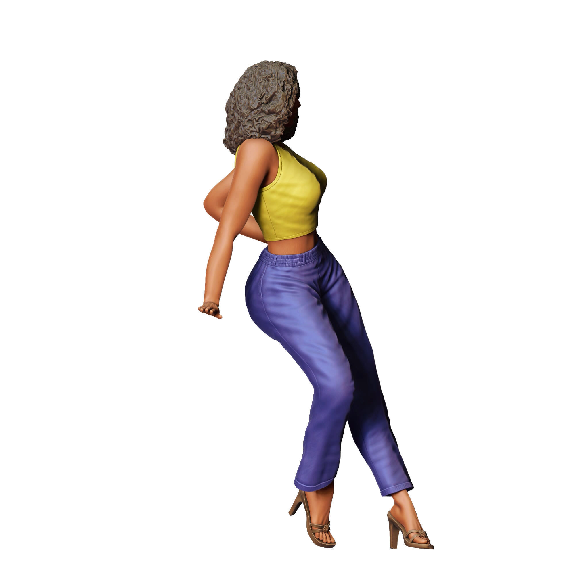 N3 a woman leaning on a car 3D print model_6