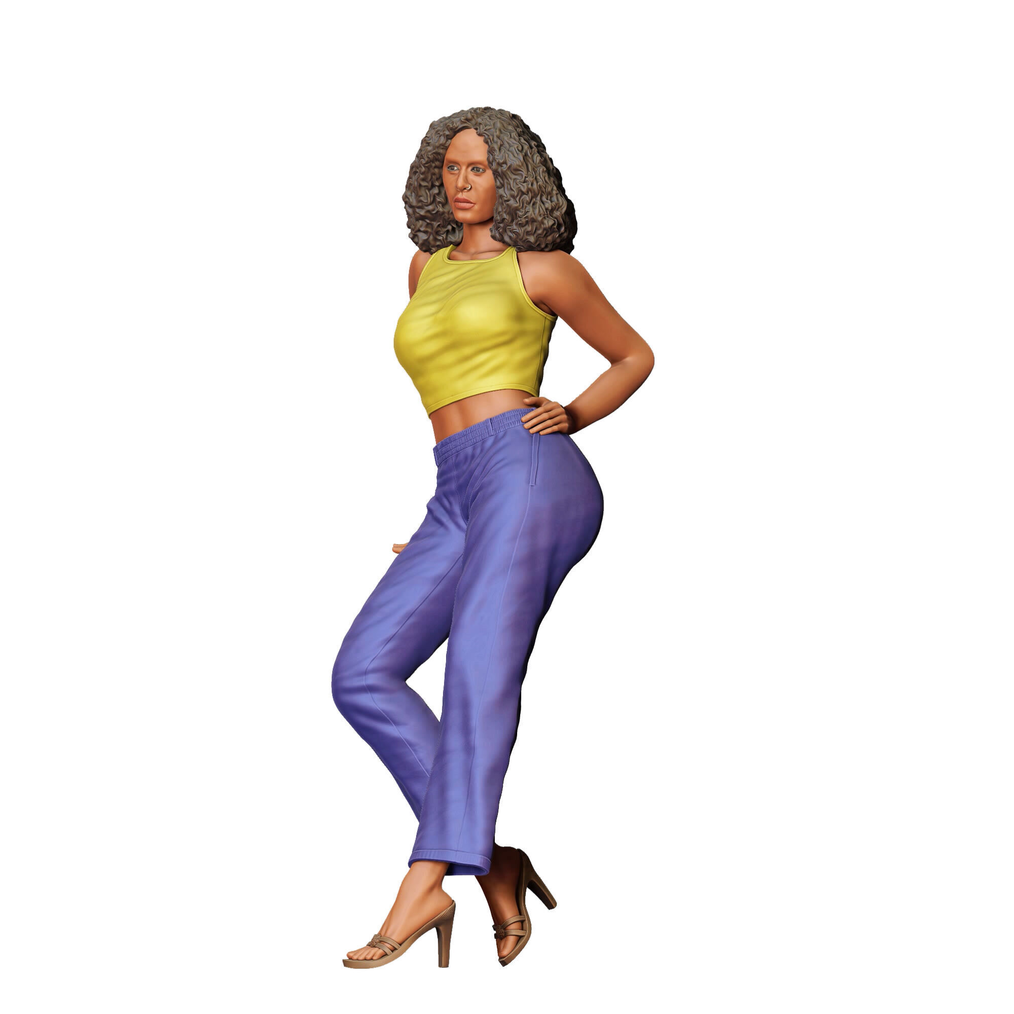 N3 a woman leaning on a car 3D print model_22