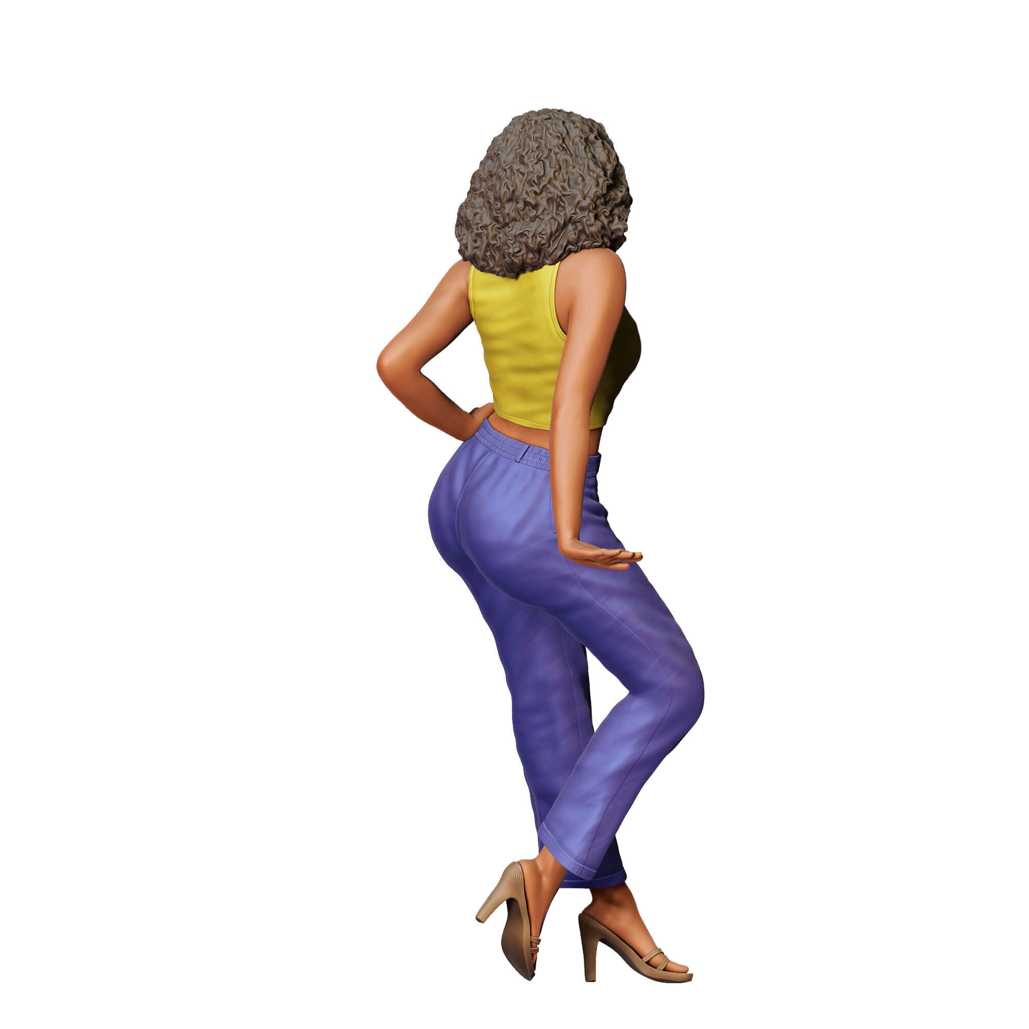 N3 a woman leaning on a car 3D print model_10