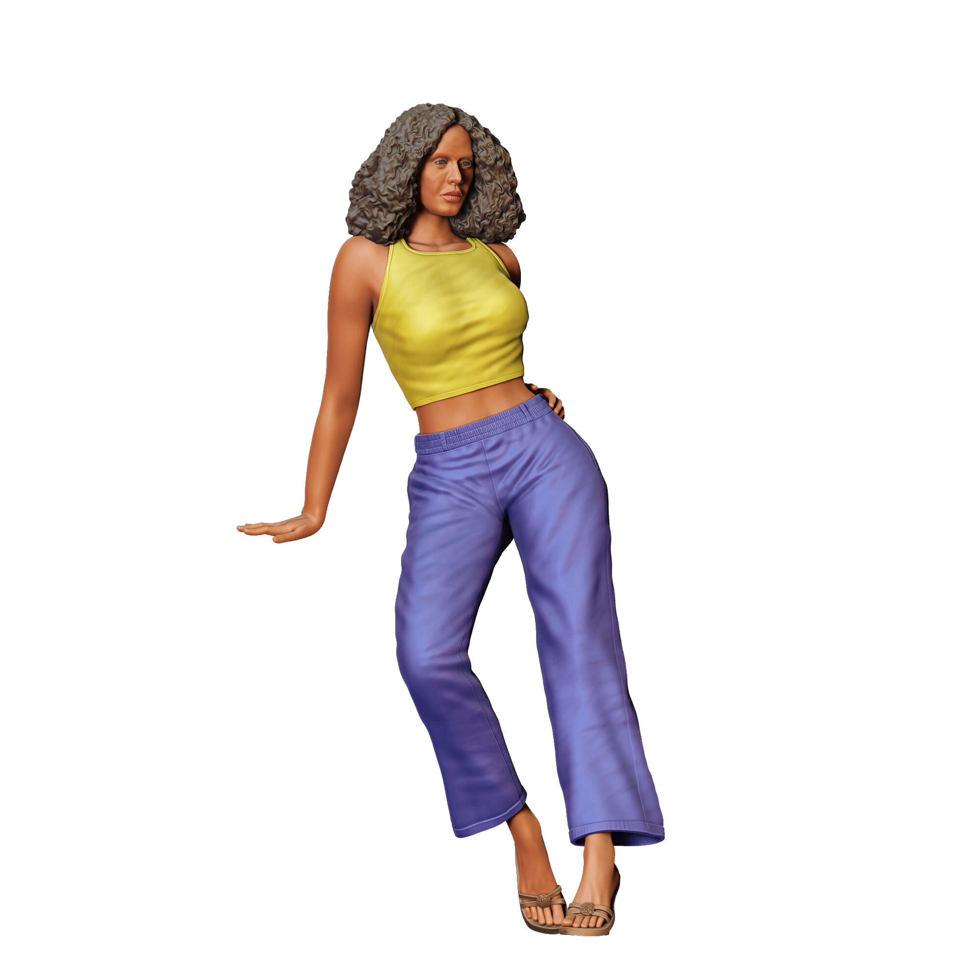 N3 a woman leaning on a car 3D print model_2