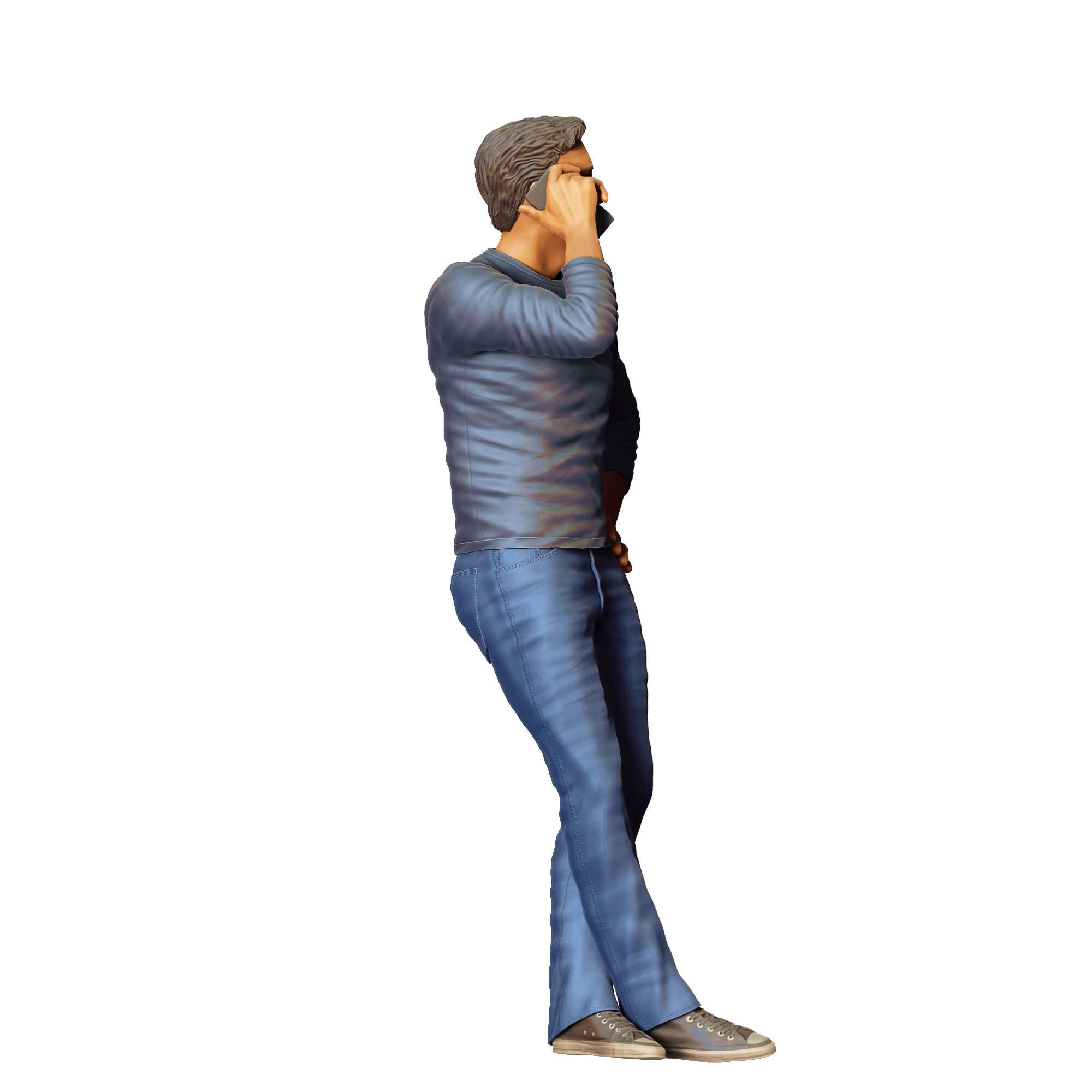 N4 a man leaning on a car 3D print model_4