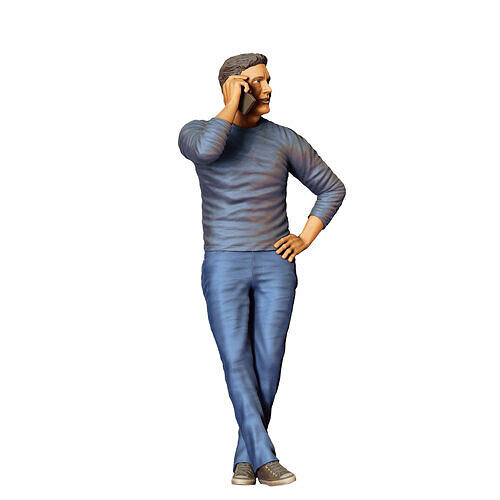N4 a man leaning on a car 3D print model 2