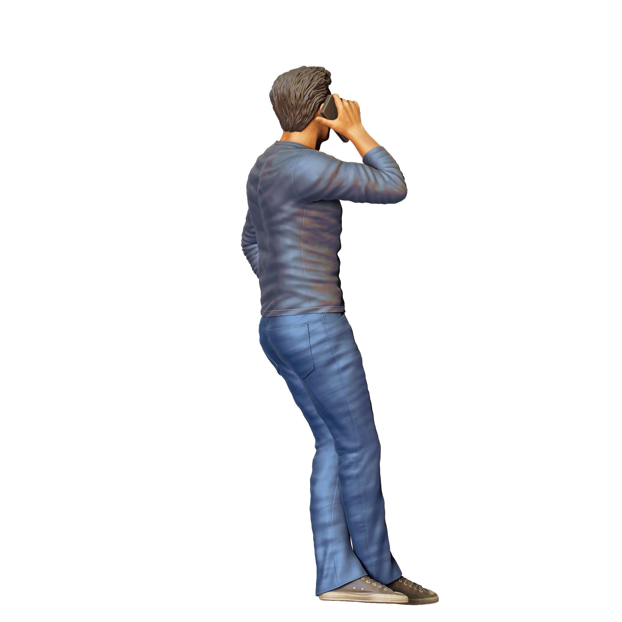 N4 a man leaning on a car 3D print model_7