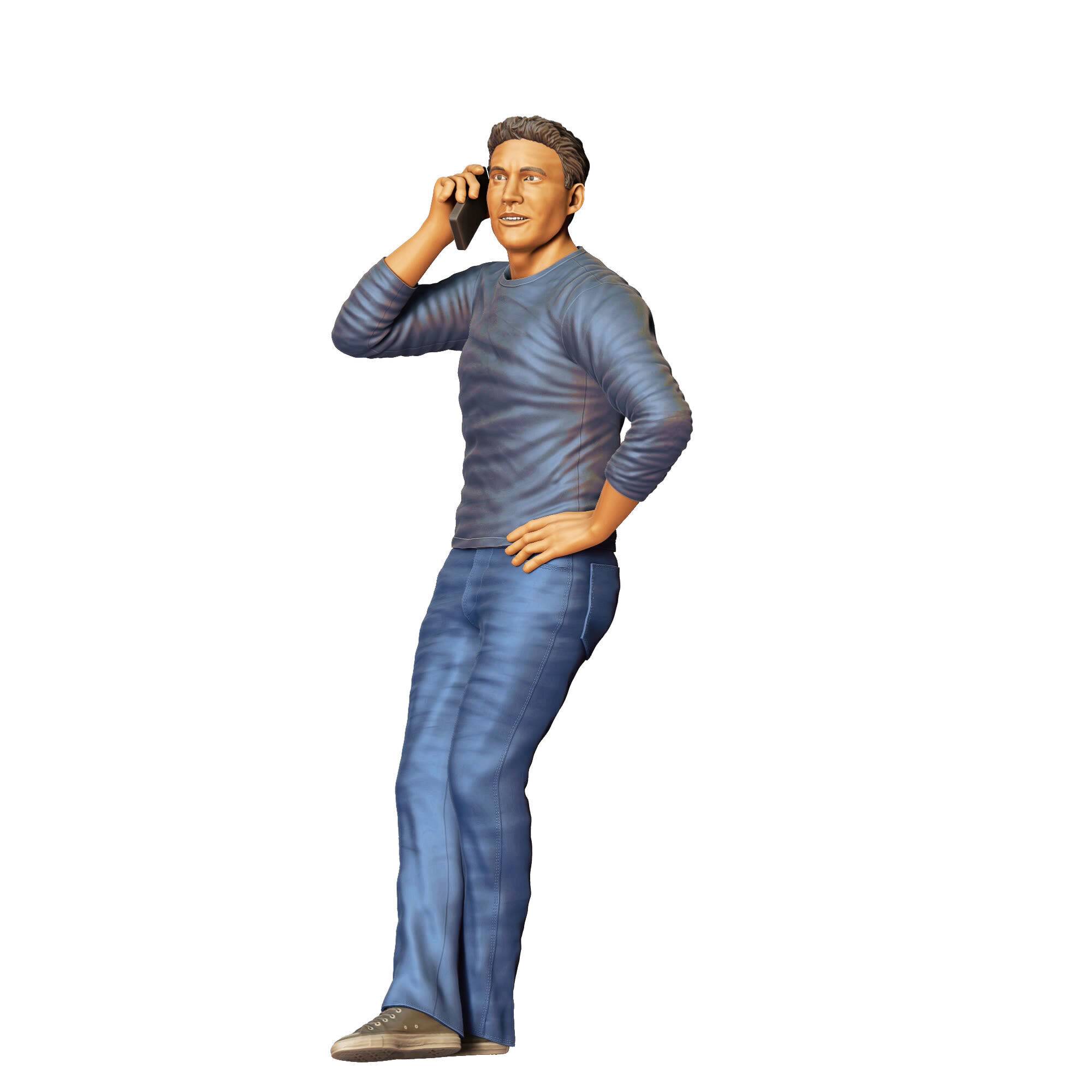 N4 a man leaning on a car 3D print model_20