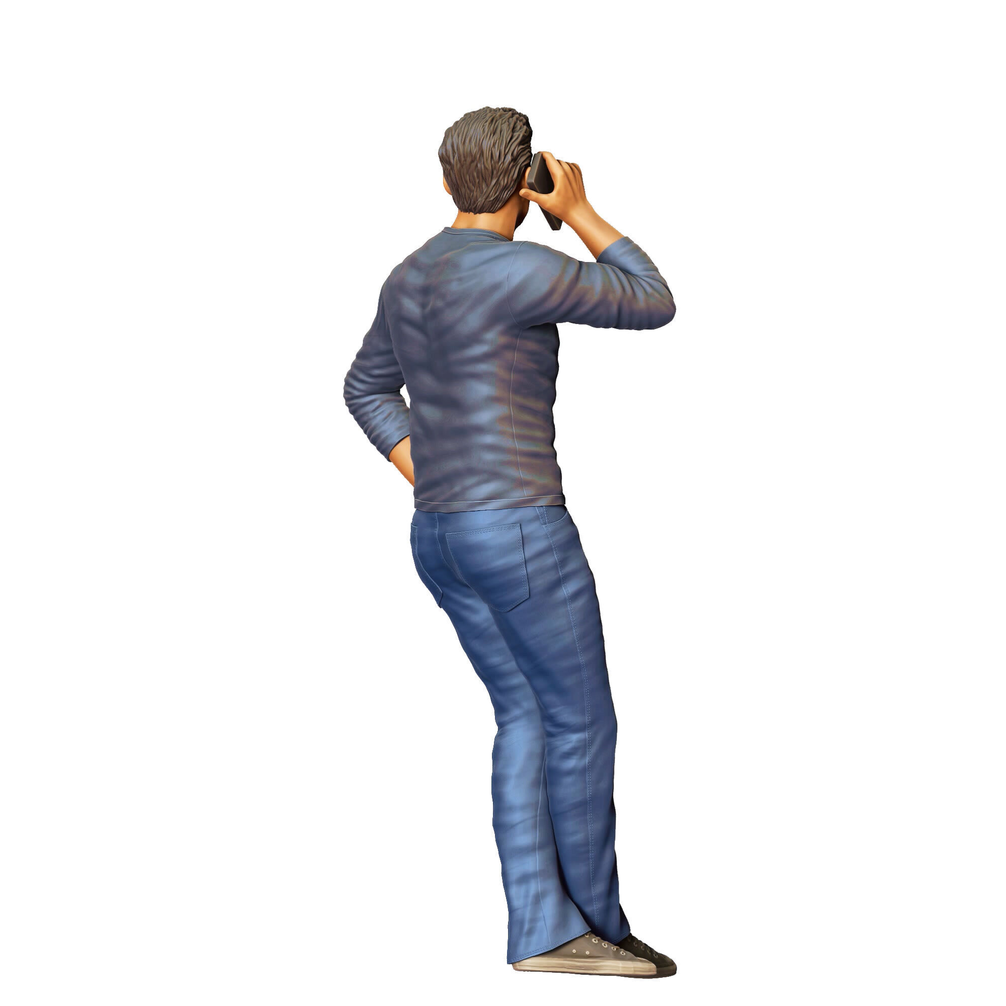 N4 a man leaning on a car 3D print model_8