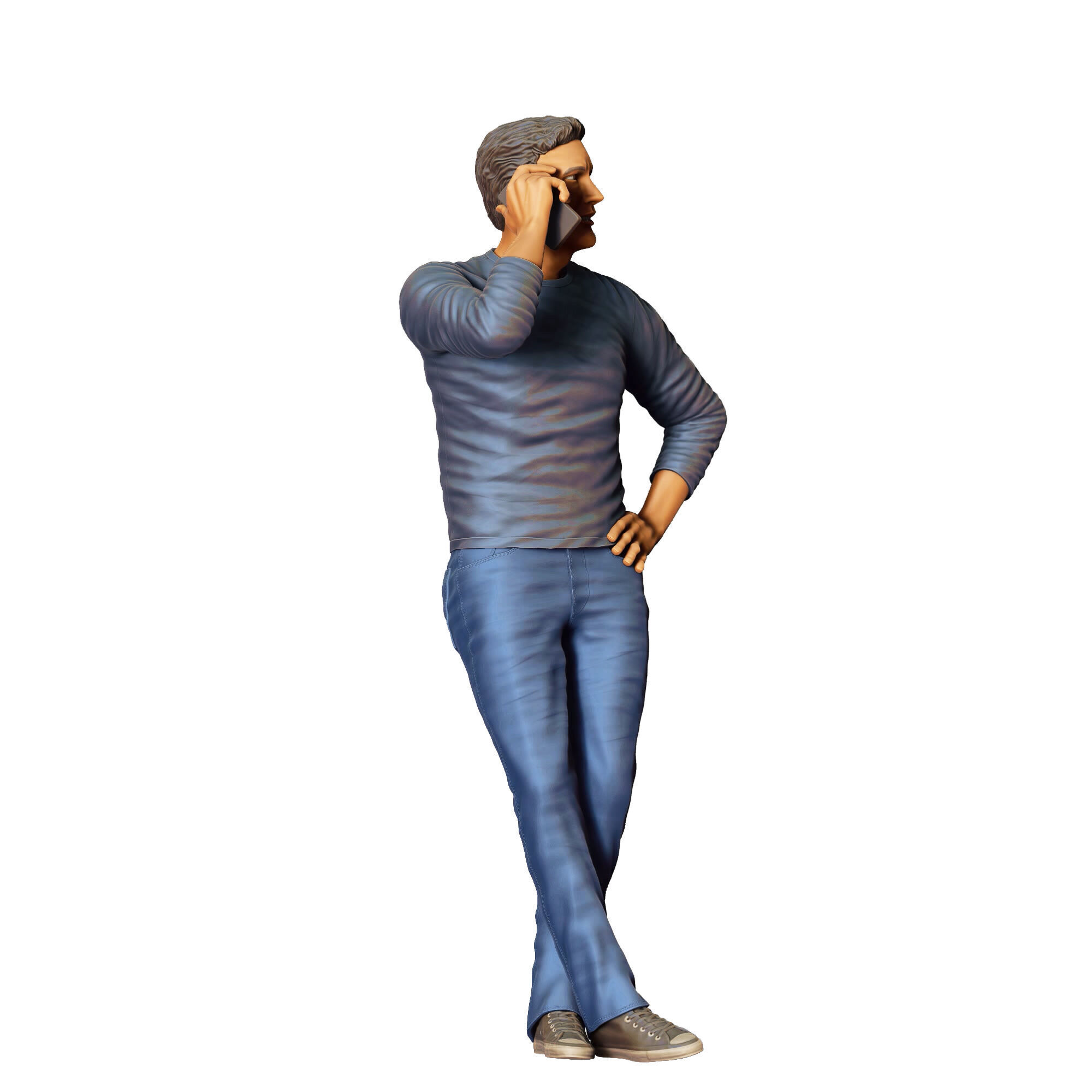 N4 a man leaning on a car 3D print model_2