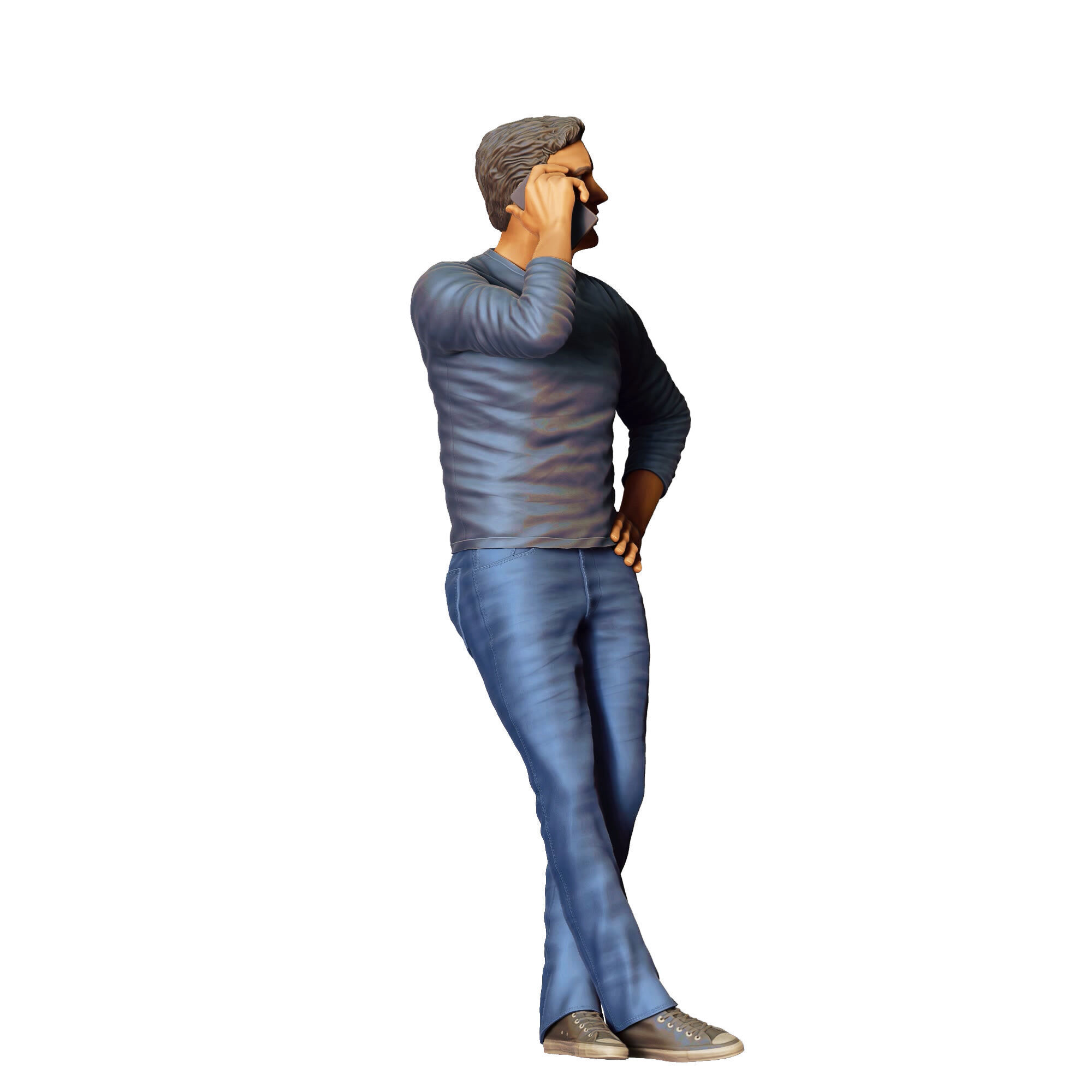 N4 a man leaning on a car 3D print model_3