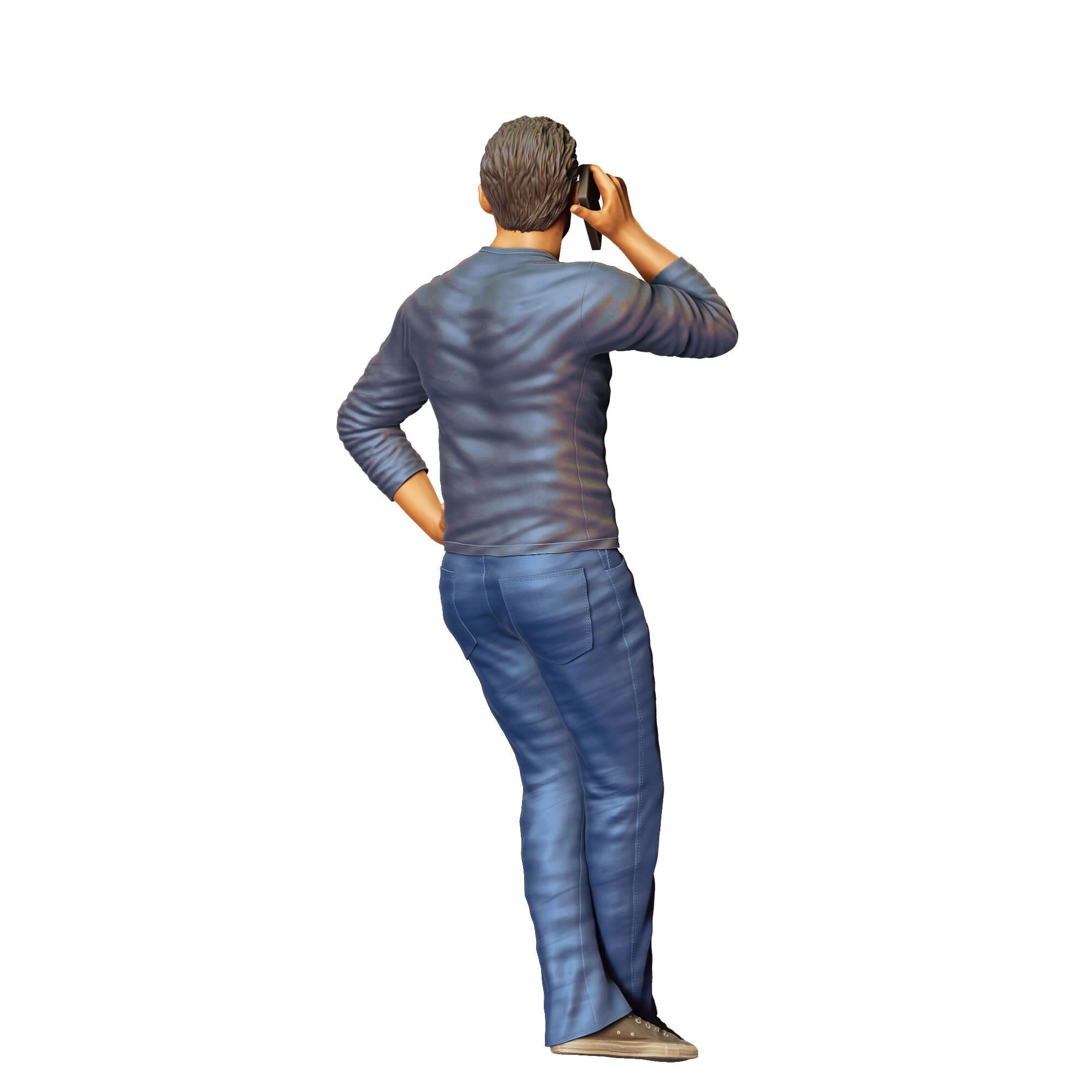 N4 a man leaning on a car 3D print model_9