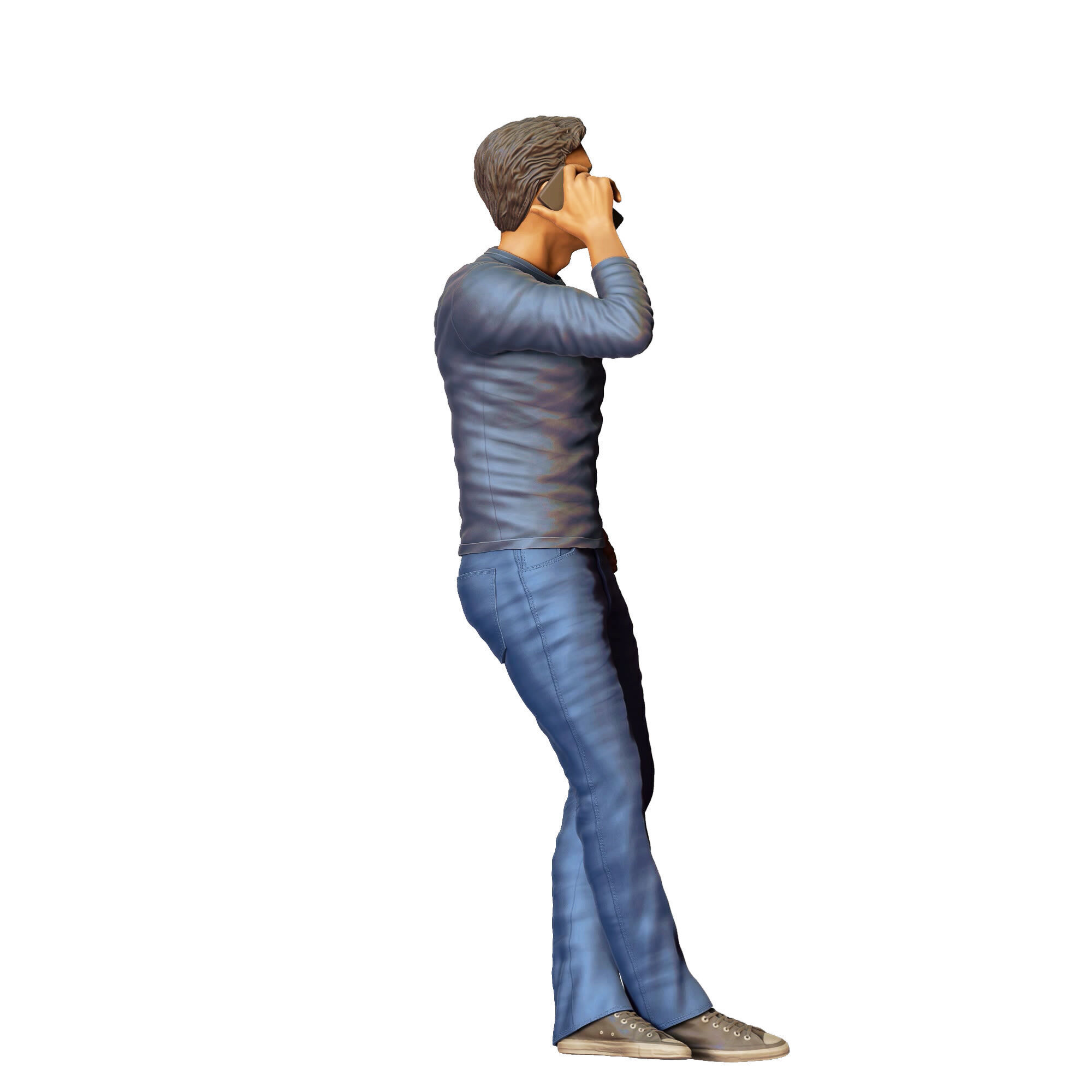 N4 a man leaning on a car 3D print model_5