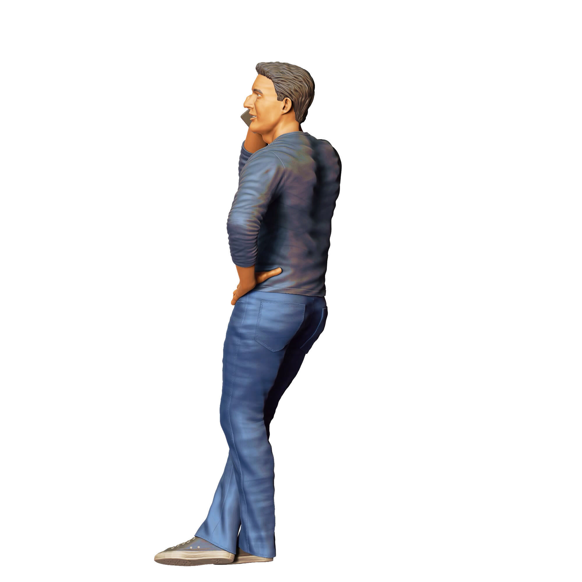 N4 a man leaning on a car 3D print model_16