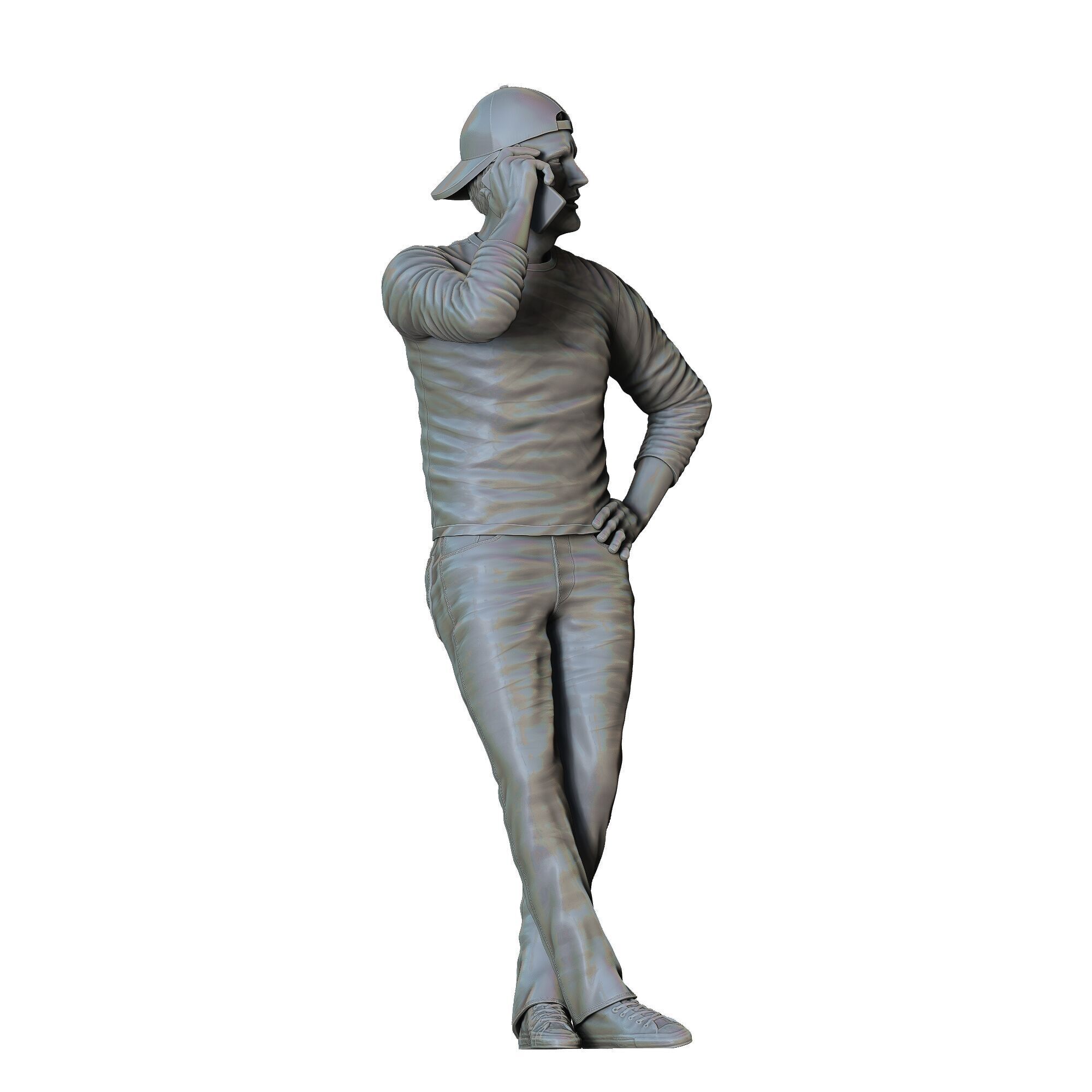 N4 a man leaning on a car 3D print model_25