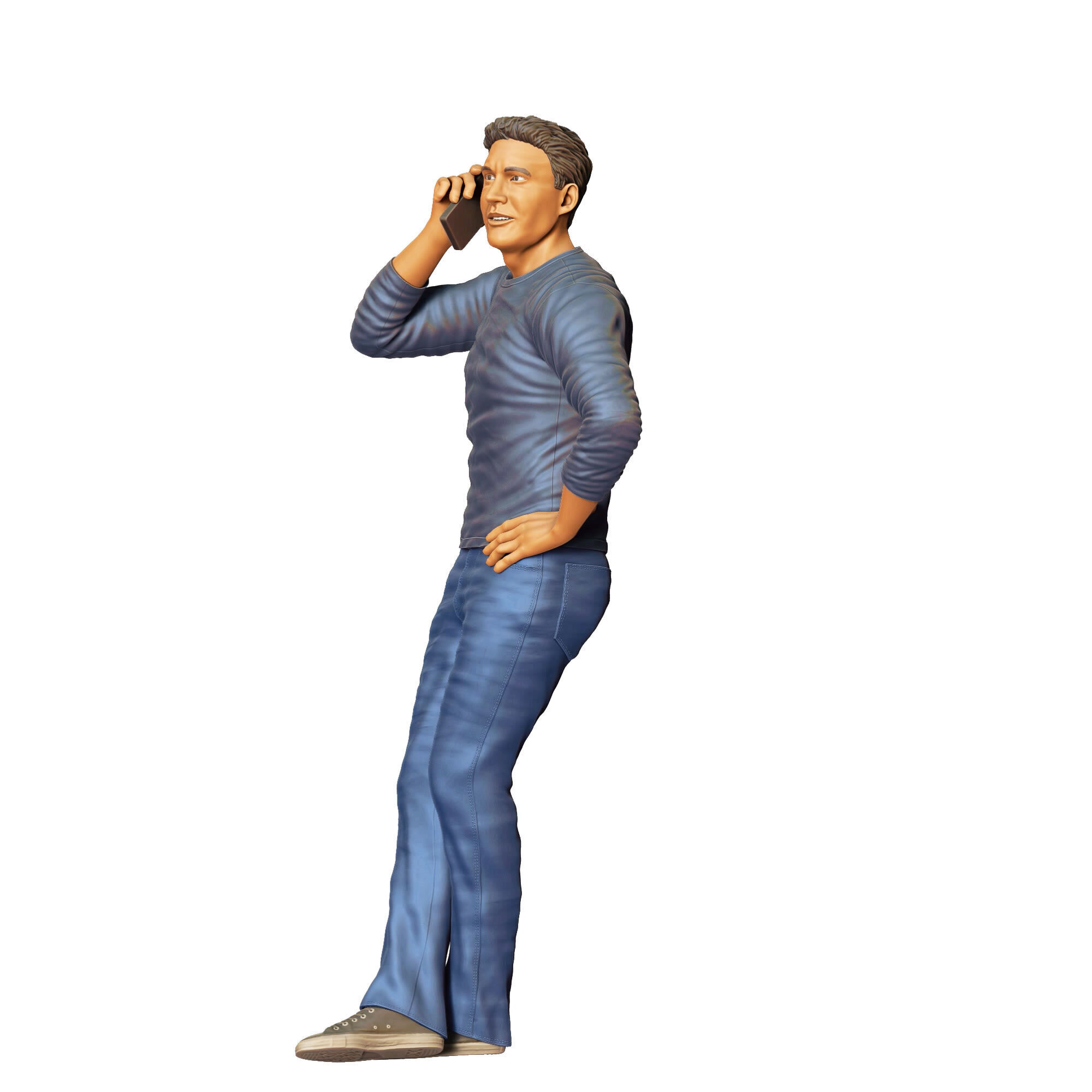 N4 a man leaning on a car 3D print model_19