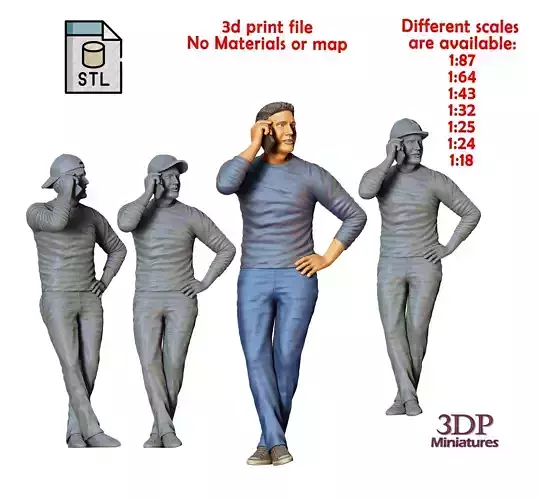 N4 a man leaning on a car 3D print model