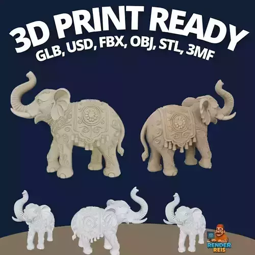 Asia-Inspired Detailed Elephant Sculpture