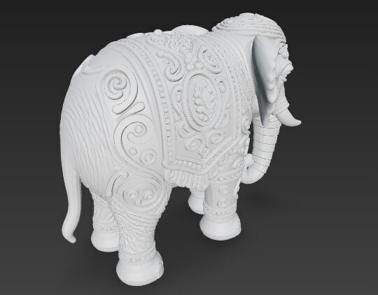 Highly Ornate Indian Style Elephant Statue 3D print model_10