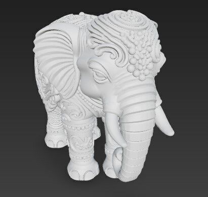 Highly Ornate Indian Style Elephant Statue 3D print model_6