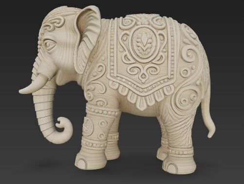 Highly Ornate Indian Style Elephant Statue 3D print model_1