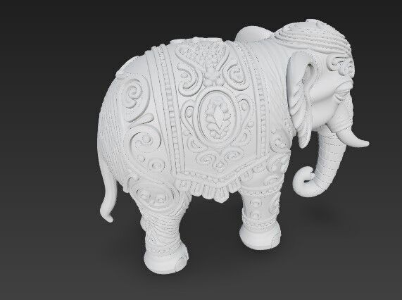 Highly Ornate Indian Style Elephant Statue 3D print model_9