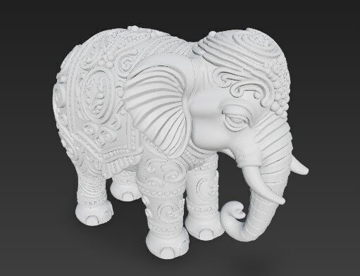 Highly Ornate Indian Style Elephant Statue 3D print model_7