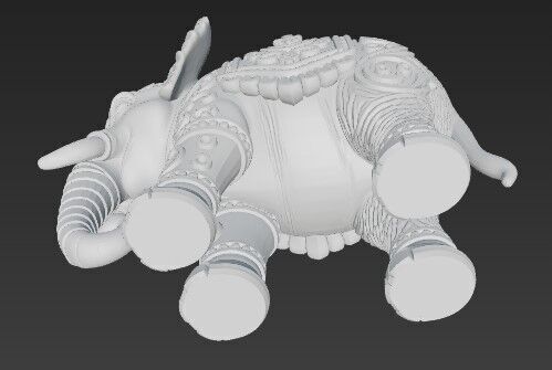 Highly Ornate Indian Style Elephant Statue 3D print model_15