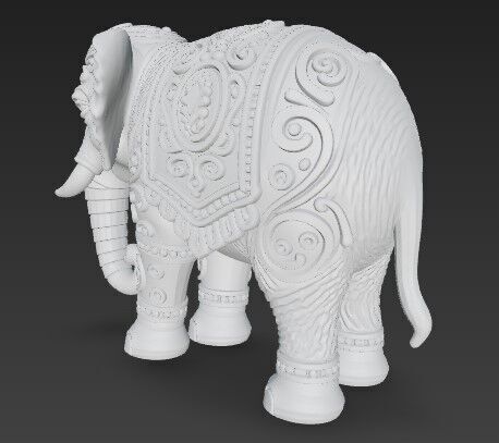 Highly Ornate Indian Style Elephant Statue 3D print model_4