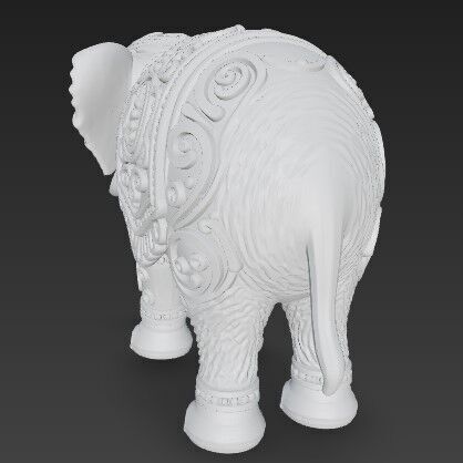 Highly Ornate Indian Style Elephant Statue 3D print model_12