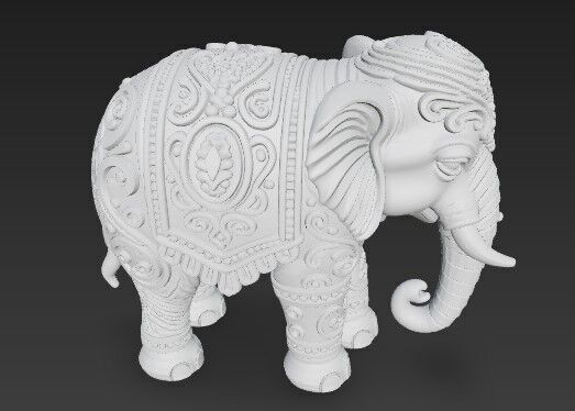 Highly Ornate Indian Style Elephant Statue 3D print model_8