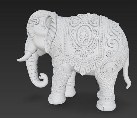 Highly Ornate Indian Style Elephant Statue 3D print model_13