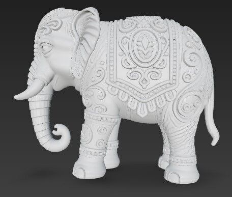 Highly Ornate Indian Style Elephant Statue 3D print model_3